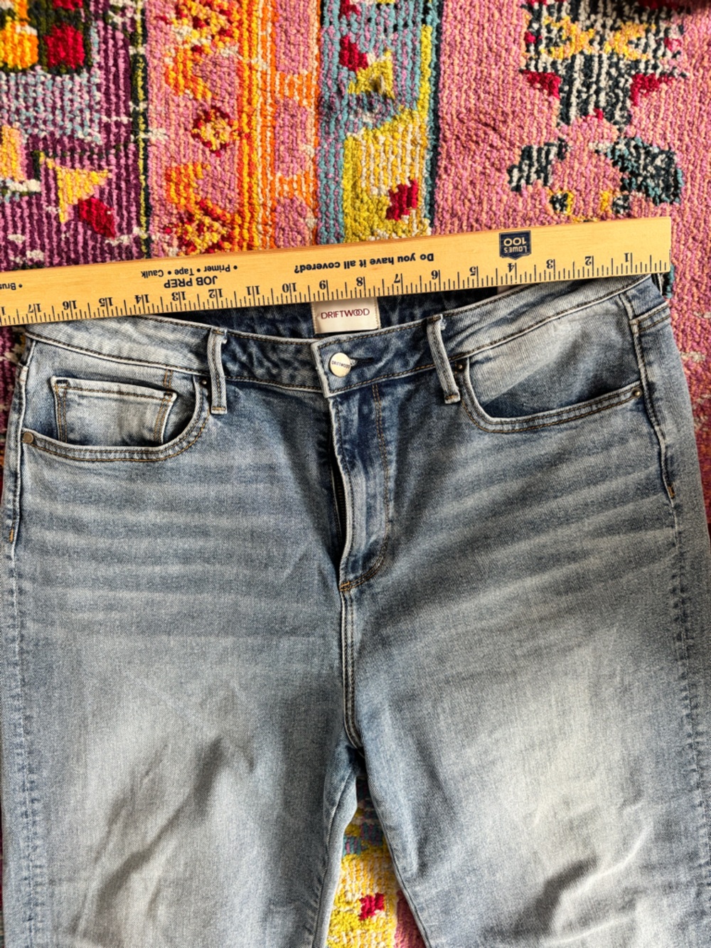Driftwood Charlee Embroidered Floral Cuff Barrel Leg Jeans Size 33 euc Sundance - Picture 7 of 9